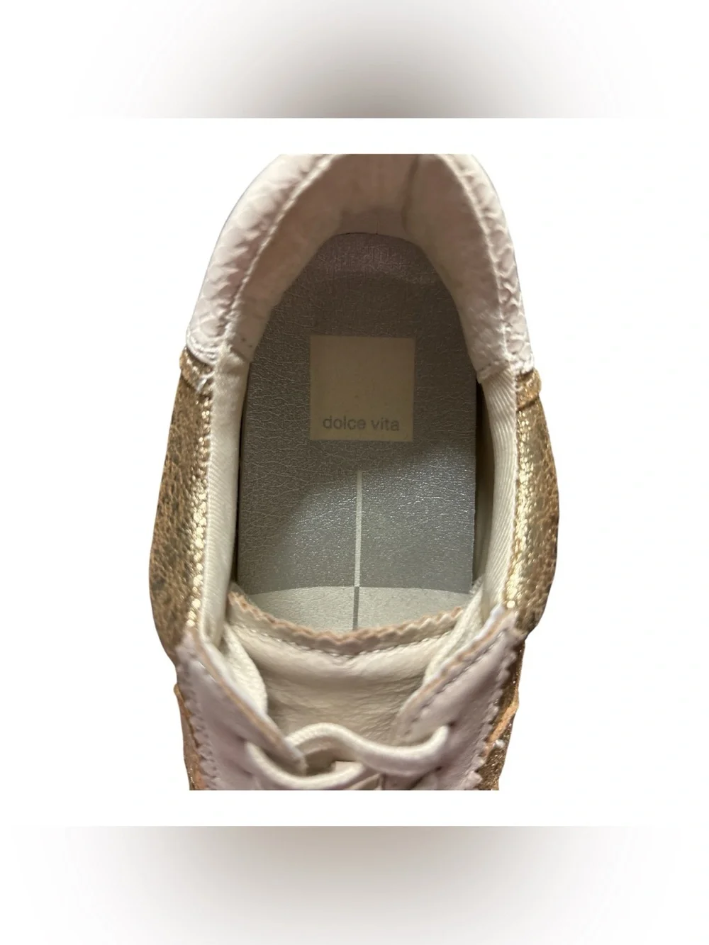 Dolce Vita Notice Women’s Gold Distressed Sneakers.